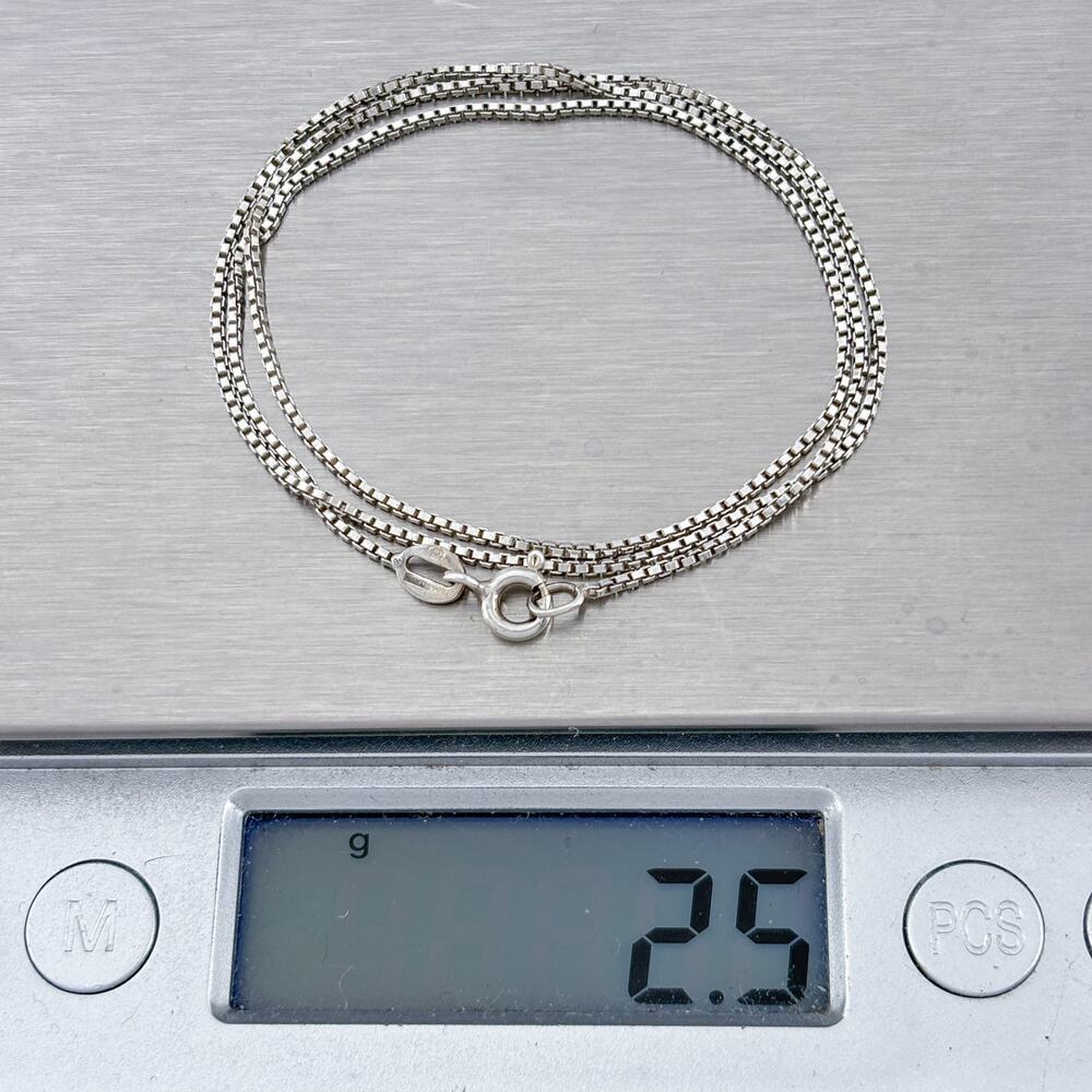 Vintage Italian Sterling Silver 925 Box Link Chain Necklace 16" - Picture 8 of 8